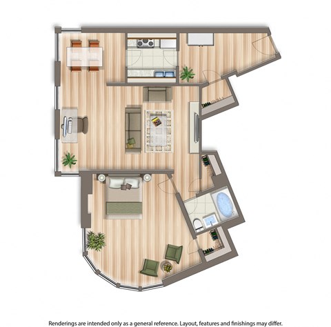 1 bedroom apartment floor plan at baystate apartments in washington dc